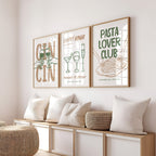 Bar Cart Wall Art Set – Minimal Happy Hour