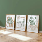 Bar Cart Wall Art Set – Minimal Happy Hour