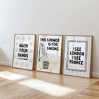 Funny Bathroom Wall Art Set – Black White Bathroom Prints