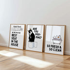Funny Bathroom Wall Art Set – Black White Bathroom Prints