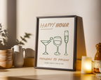 Bar Cart Wall Art Set – Minimal Happy Hour