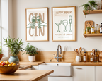 Bar Cart Wall Art Set – Minimal Happy Hour