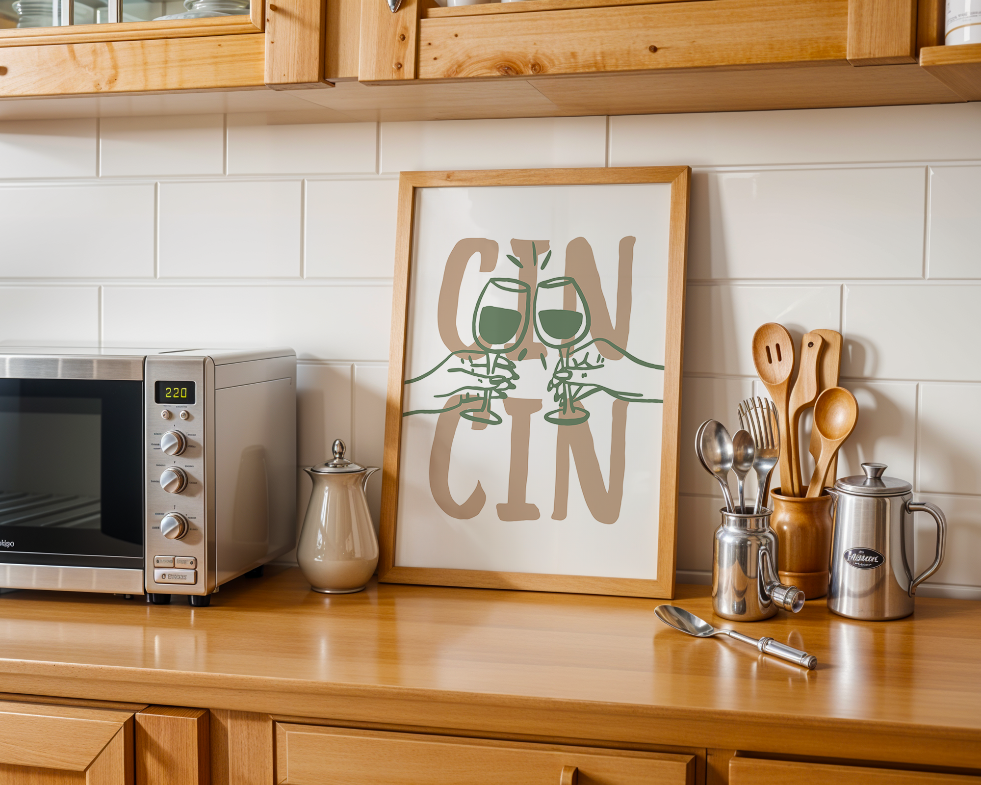 Bar Cart Wall Art Set – Minimal Happy Hour