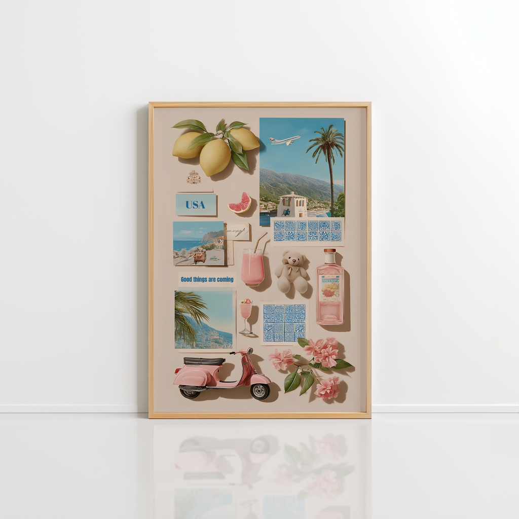Summer Collage Wall Art – Vintage Travel Print