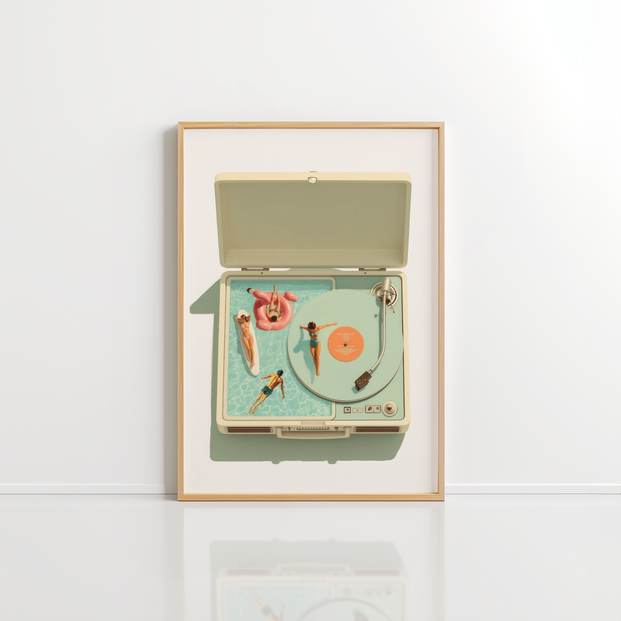 Poolside Record Player Wall Art – Coastal Retro