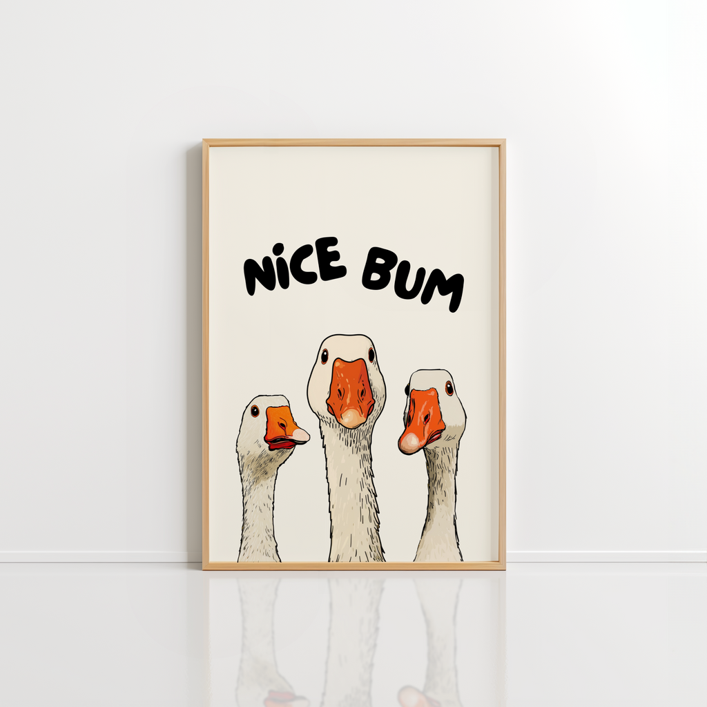 Nice Bum Goose Wall Art – Funny Bathroom Print