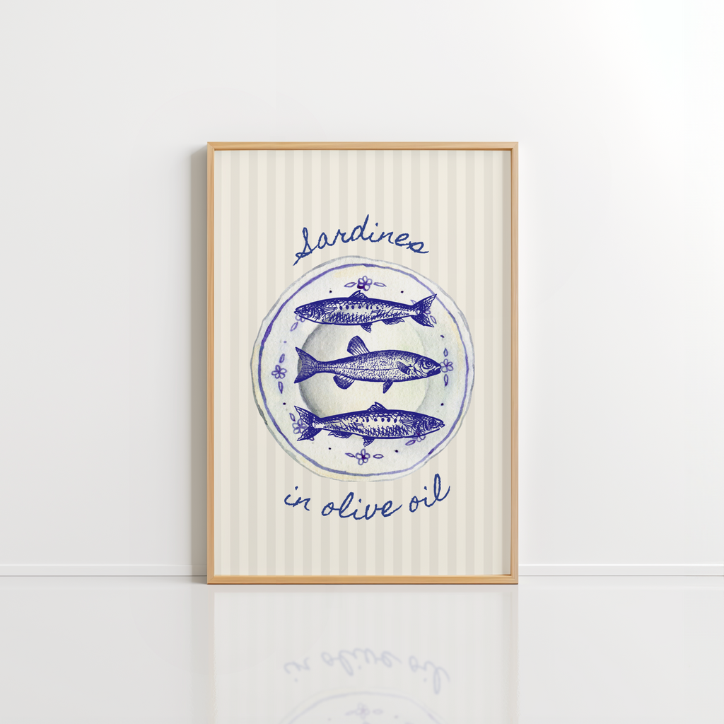 Sardines Plate Wall Art – Vintage Fish Kitchen Print
