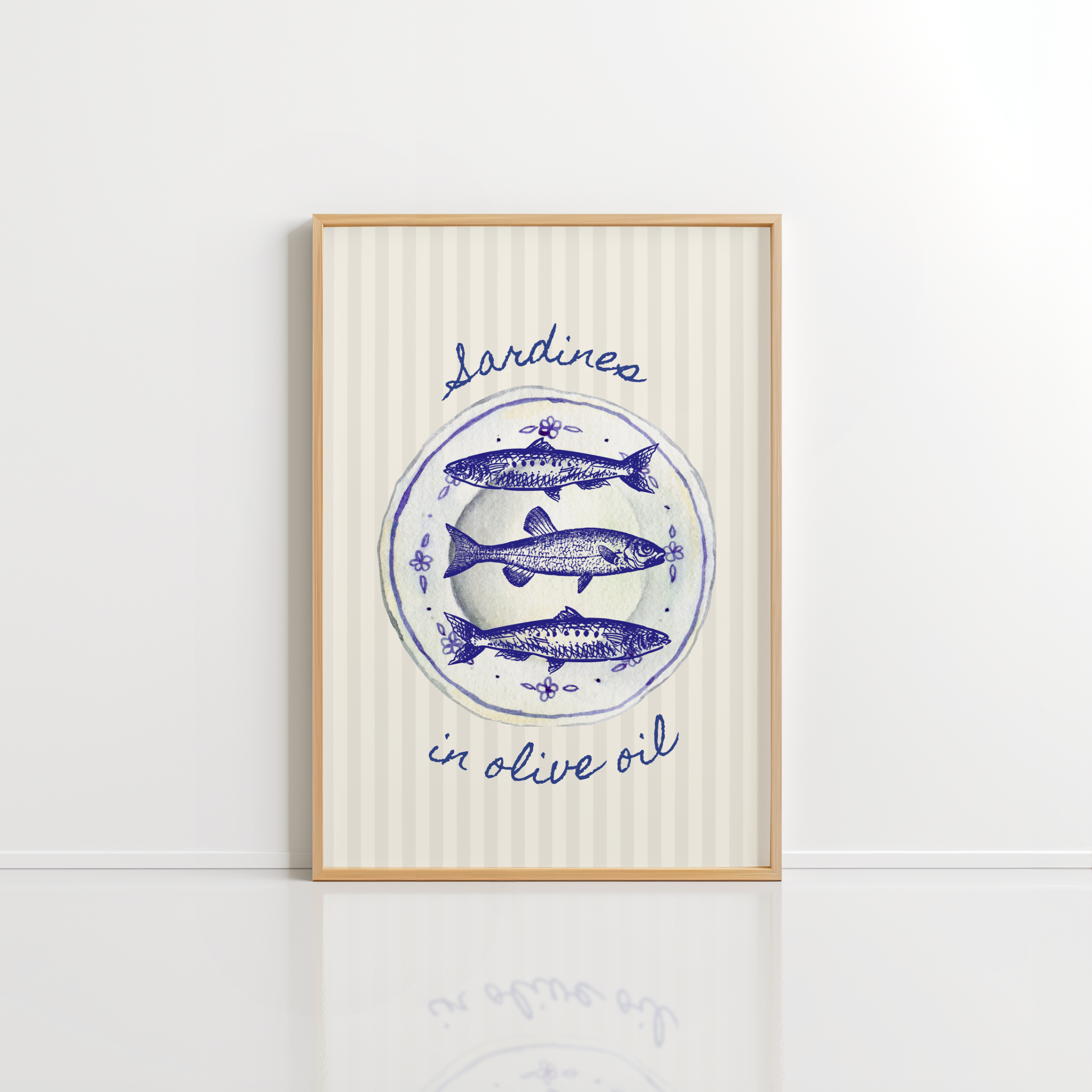 Sardines Plate Wall Art – Vintage Fish Kitchen Print