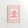 Pink I See London I See France Wall Art – Funny Bathroom