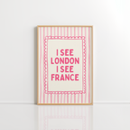 Pink I See London I See France Wall Art – Funny Bathroom