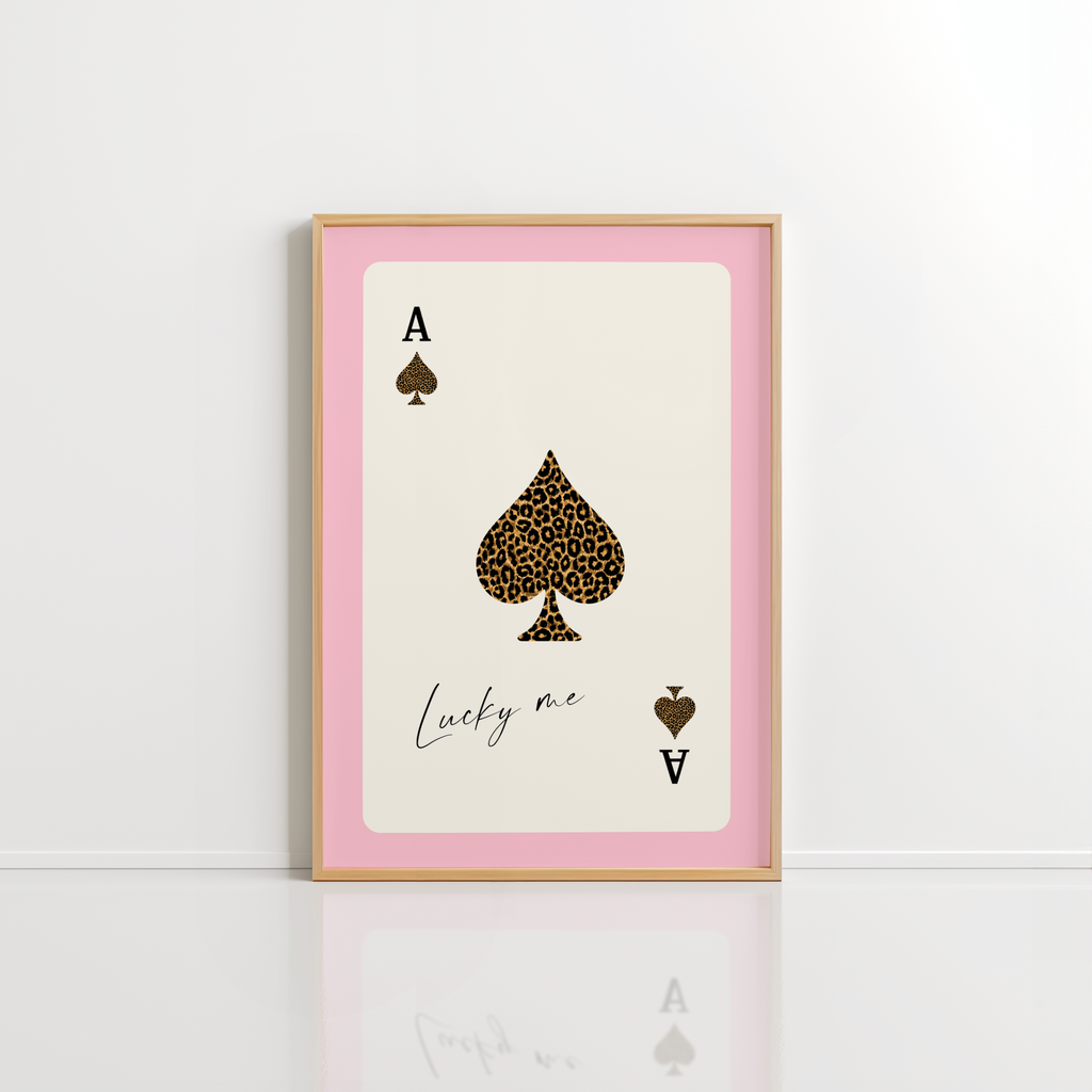 Pink Ace of Spades Wall Art – Lucky Card Print