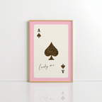 Pink Ace of Spades Wall Art – Lucky Card Print