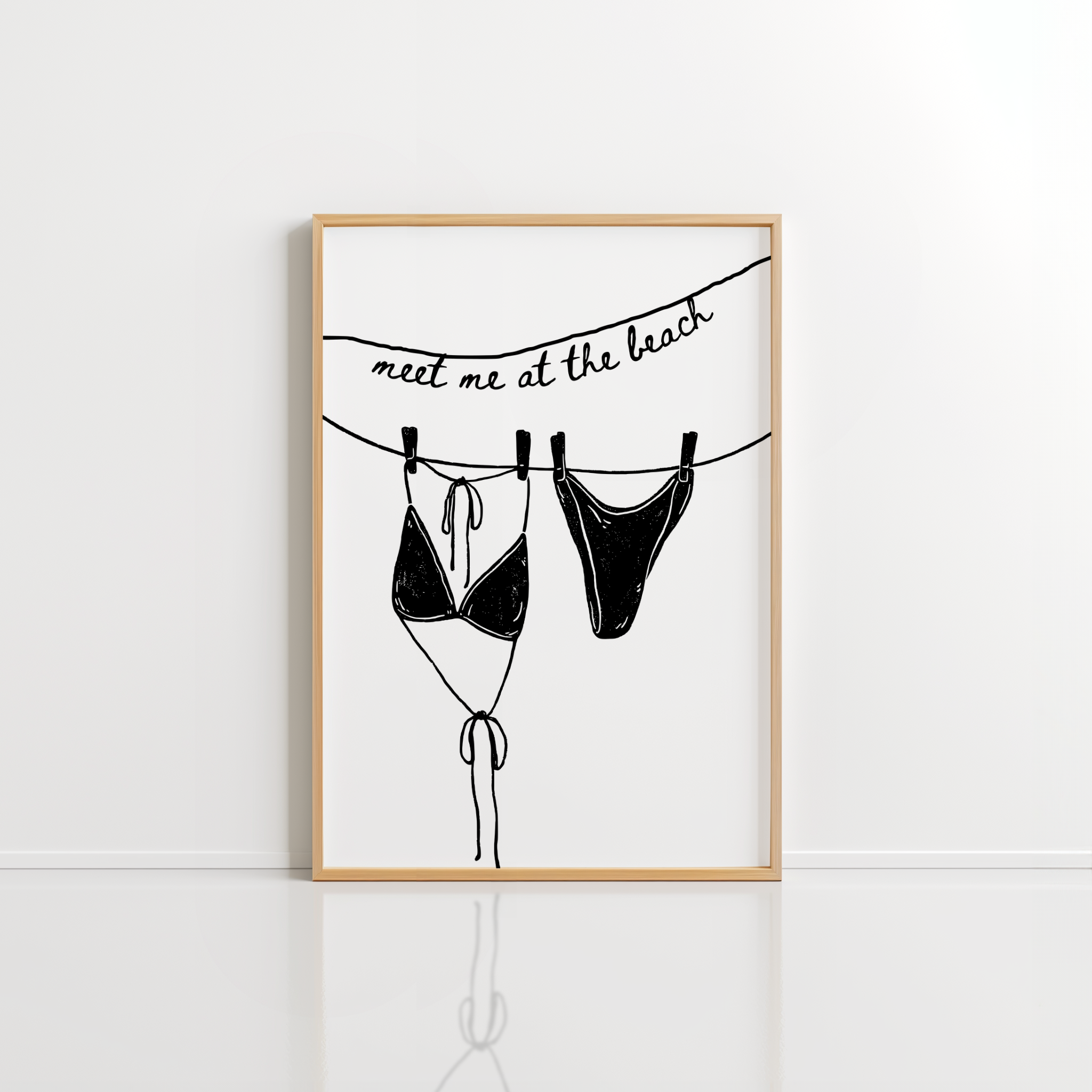 Beach Line Art Wall Art – Black Coastal Print