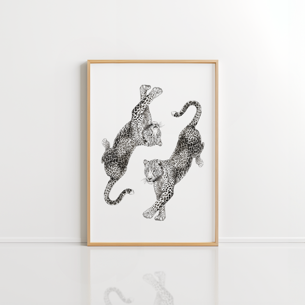 Vintage Leopard Wall Art – Dancing Leopards Print
