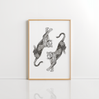Vintage Leopard Wall Art – Dancing Leopards Print