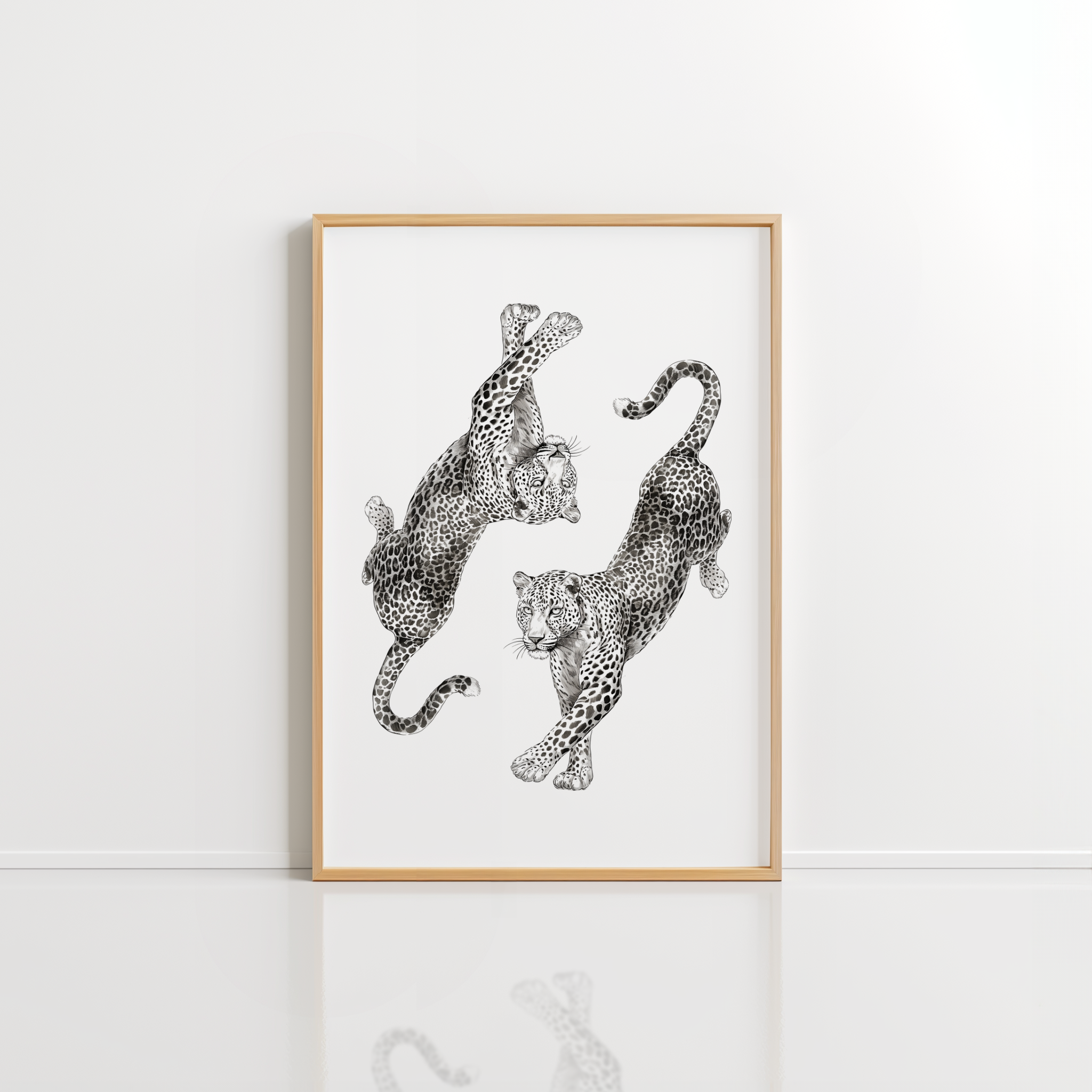 Vintage Leopard Wall Art – Dancing Leopards Print