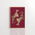 Burgundy Leopard Wall Art – Dancing Leopards Print