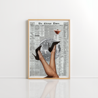 Disco Ball Cocktail Wall Art – Vintage Newspaper Print