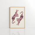 Pink Leopard Wall Art – Dancing Leopards Print