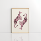 Pink Leopard Wall Art – Dancing Leopards Print