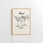Cheers Wall Art – Black Bar Cart Print