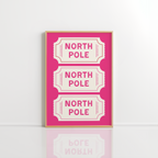 North Pole Ticket Print – Pink Christmas Decor