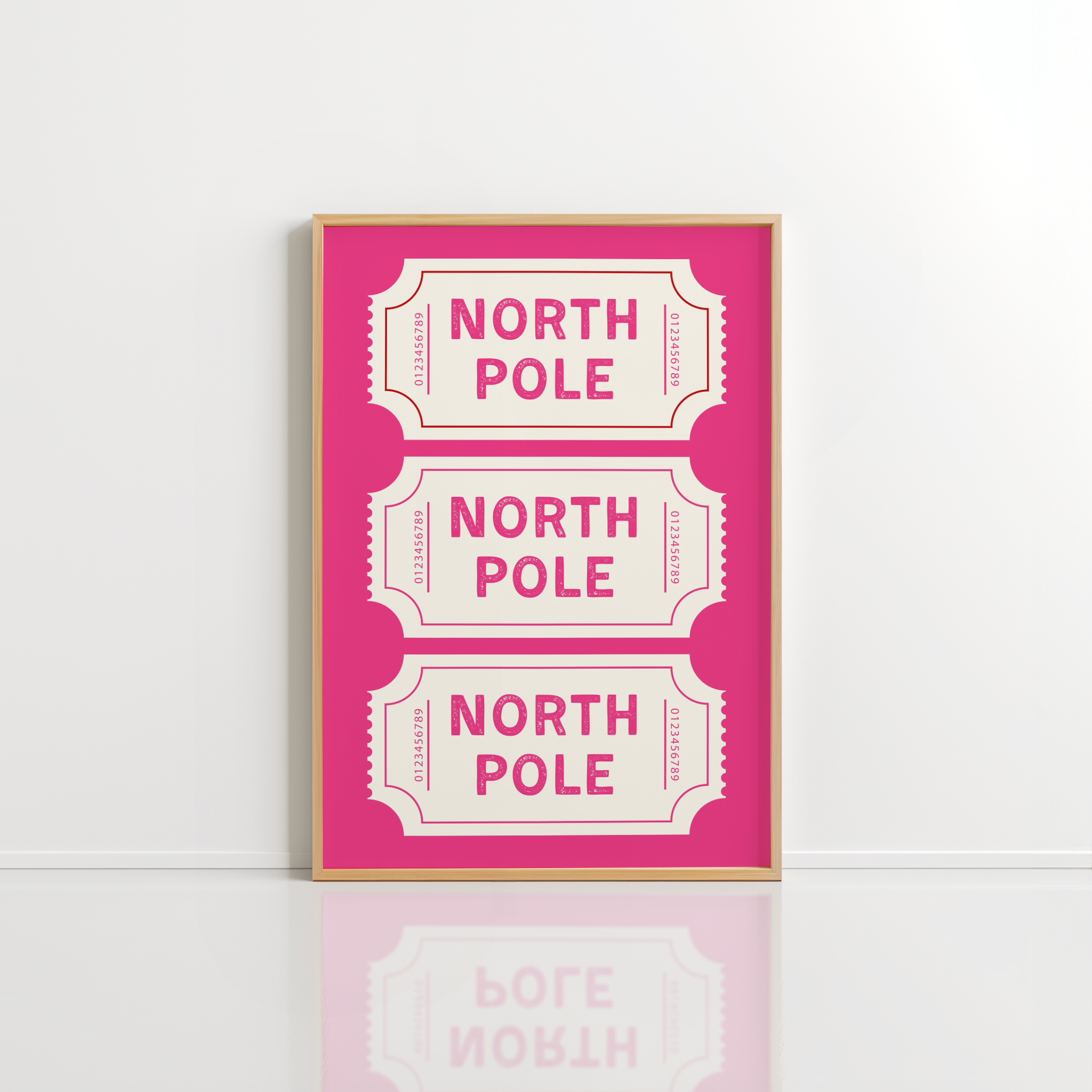 North Pole Ticket Print – Pink Christmas Decor