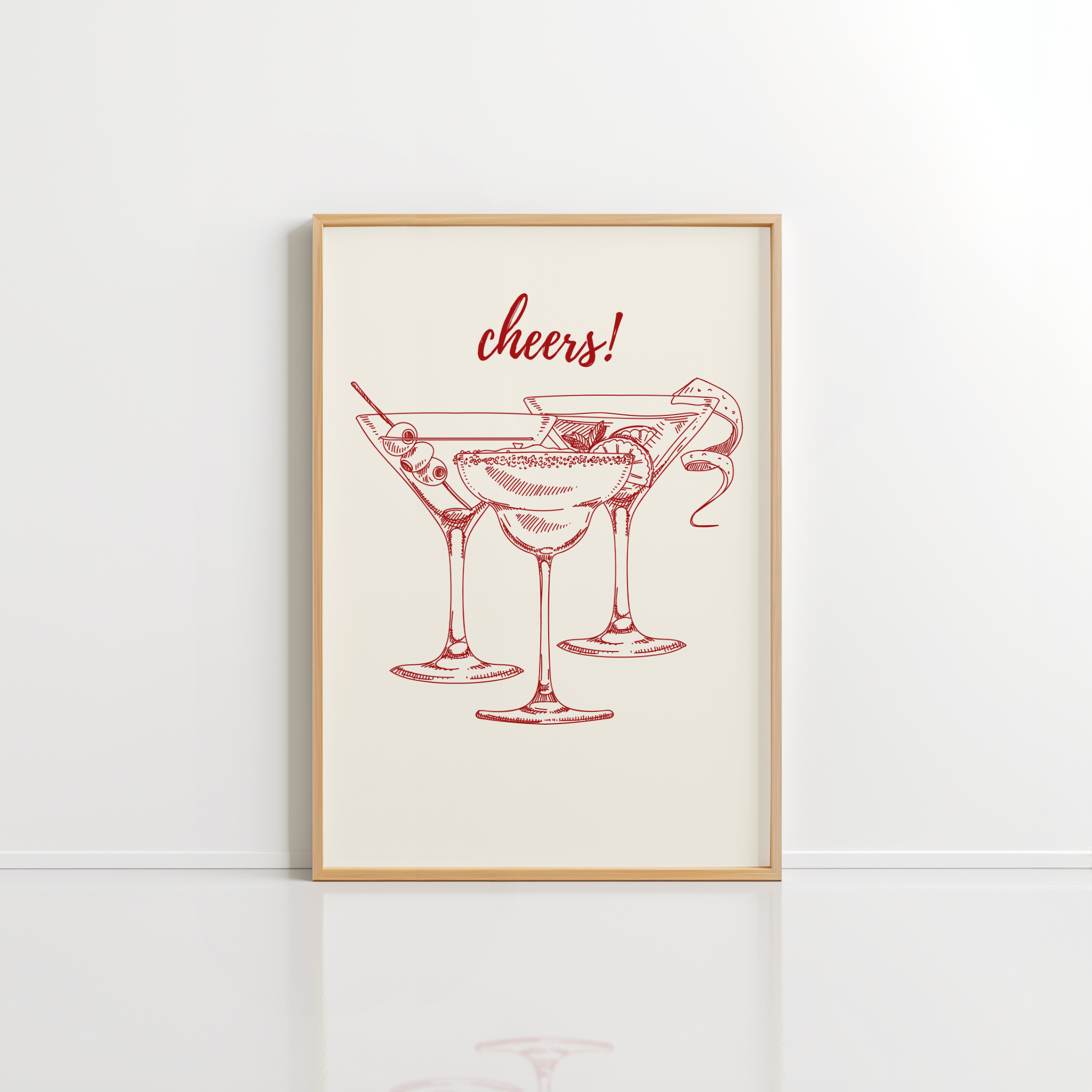 Cheers Wall Art – Red Bar Cart Poster