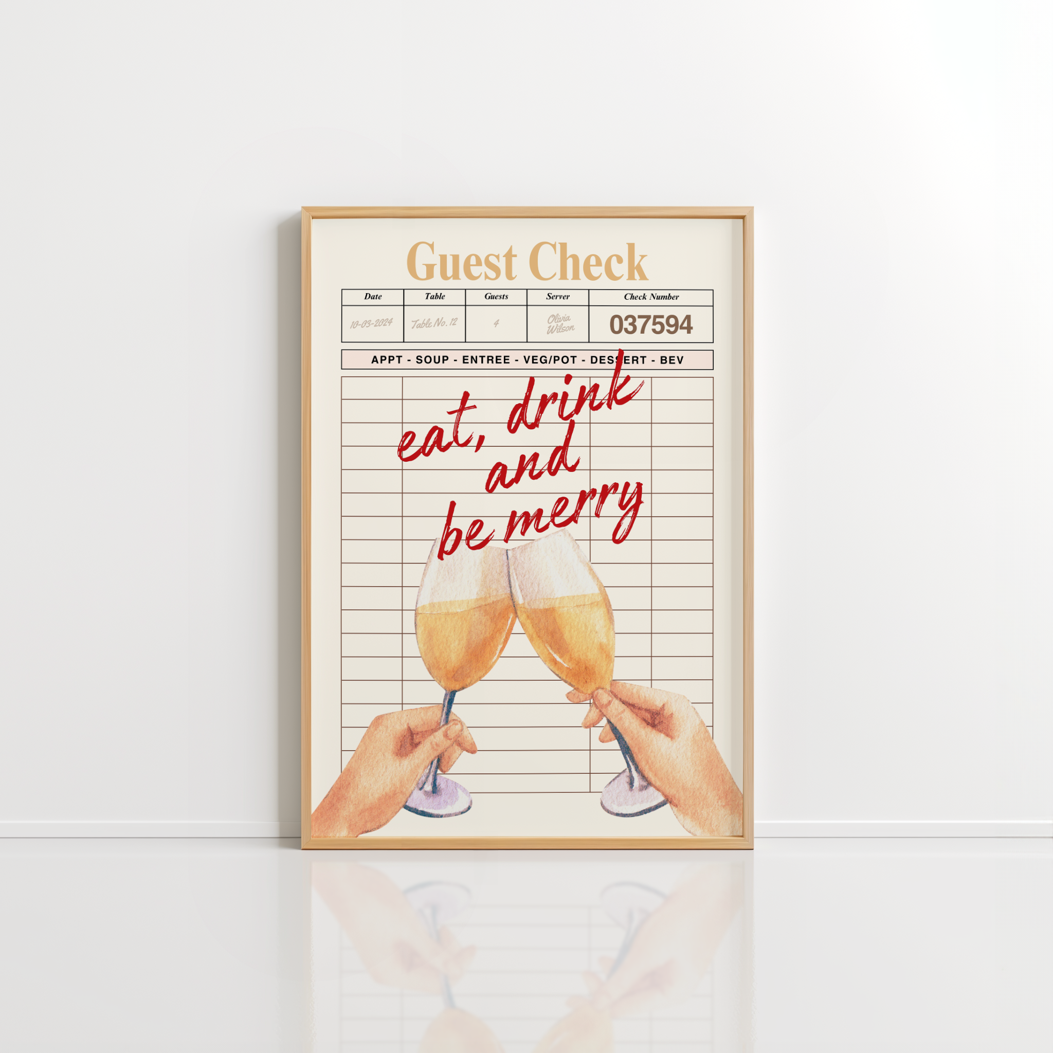 Christmas Guest Check Wall Art – Eat Drink Print