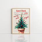 Retro Christmas Guest Check Wall Art – Holiday Print