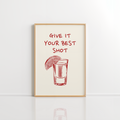 Give It Your Best Shot Wall Art – Red Bar Cart Print