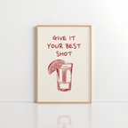 Give It Your Best Shot Wall Art – Red Bar Cart Print