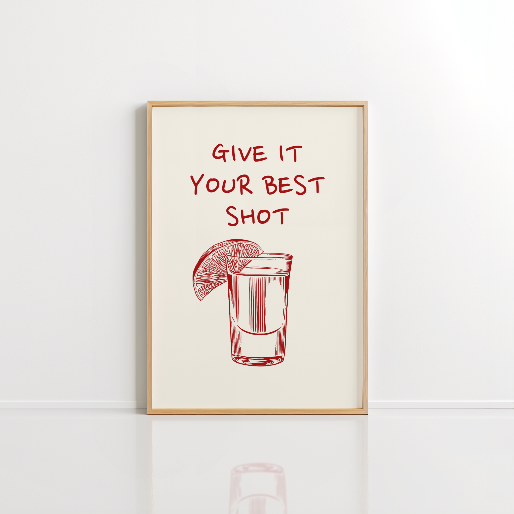 Give It Your Best Shot Wall Art – Red Bar Cart Print
