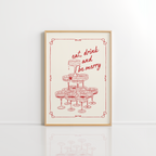 Eat Drink and Be Merry Wall Art – Retro Holiday Poster