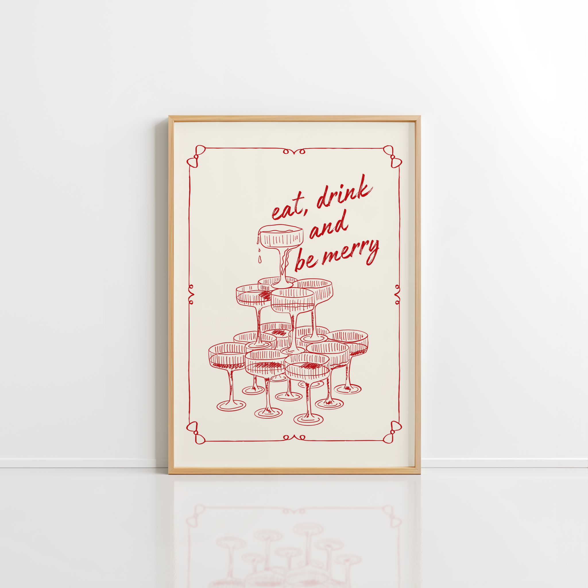 Eat Drink and Be Merry Wall Art – Retro Holiday Poster