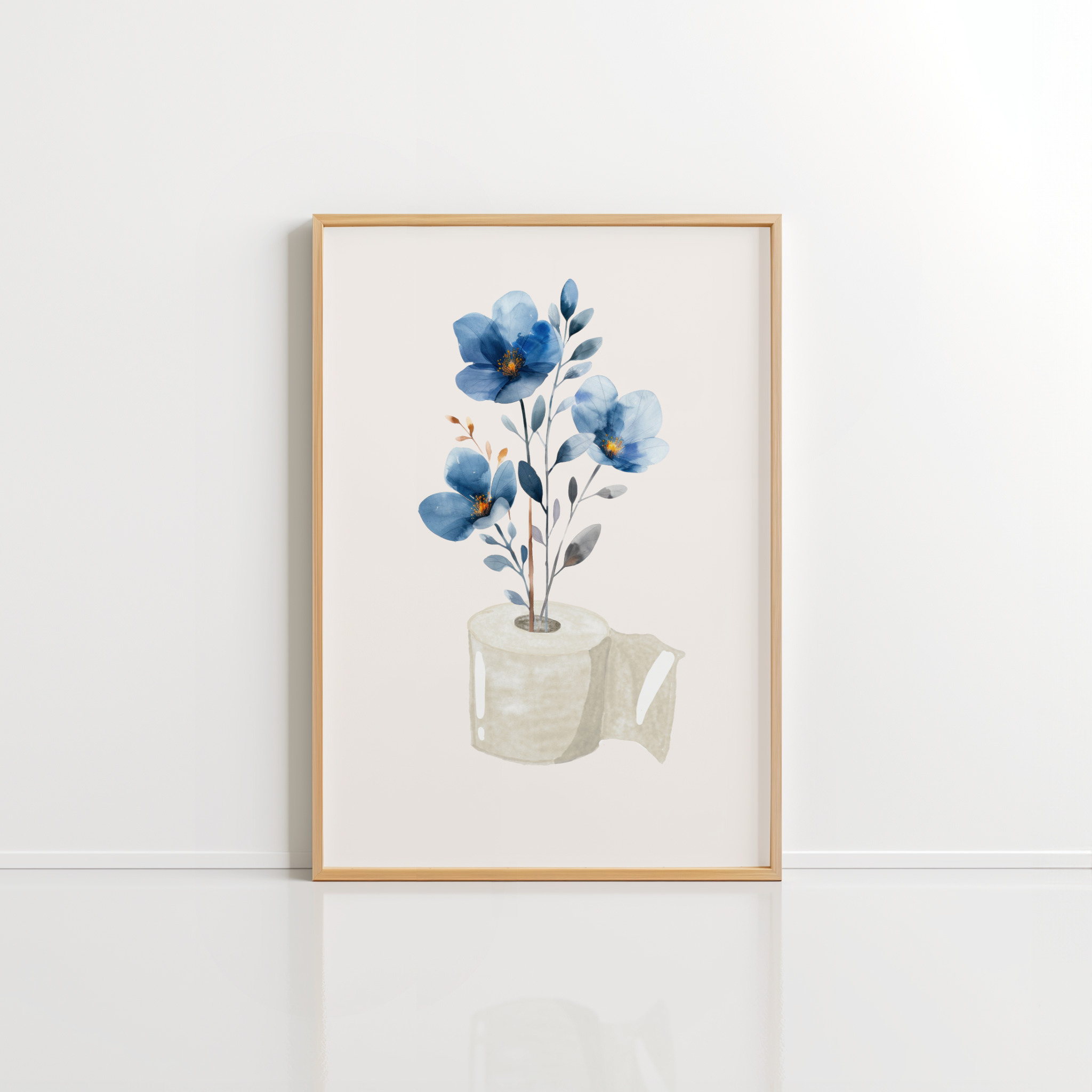 Blue Toilet Paper Print – Funny Bathroom Decor