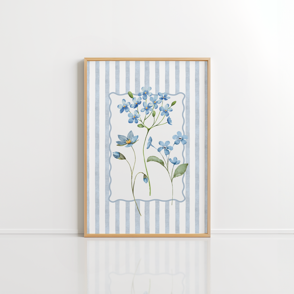 Blue Floral Wall Art – Botanical Flower Print