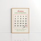 Christmas Countdown Wall Art – Holiday Calendar Print