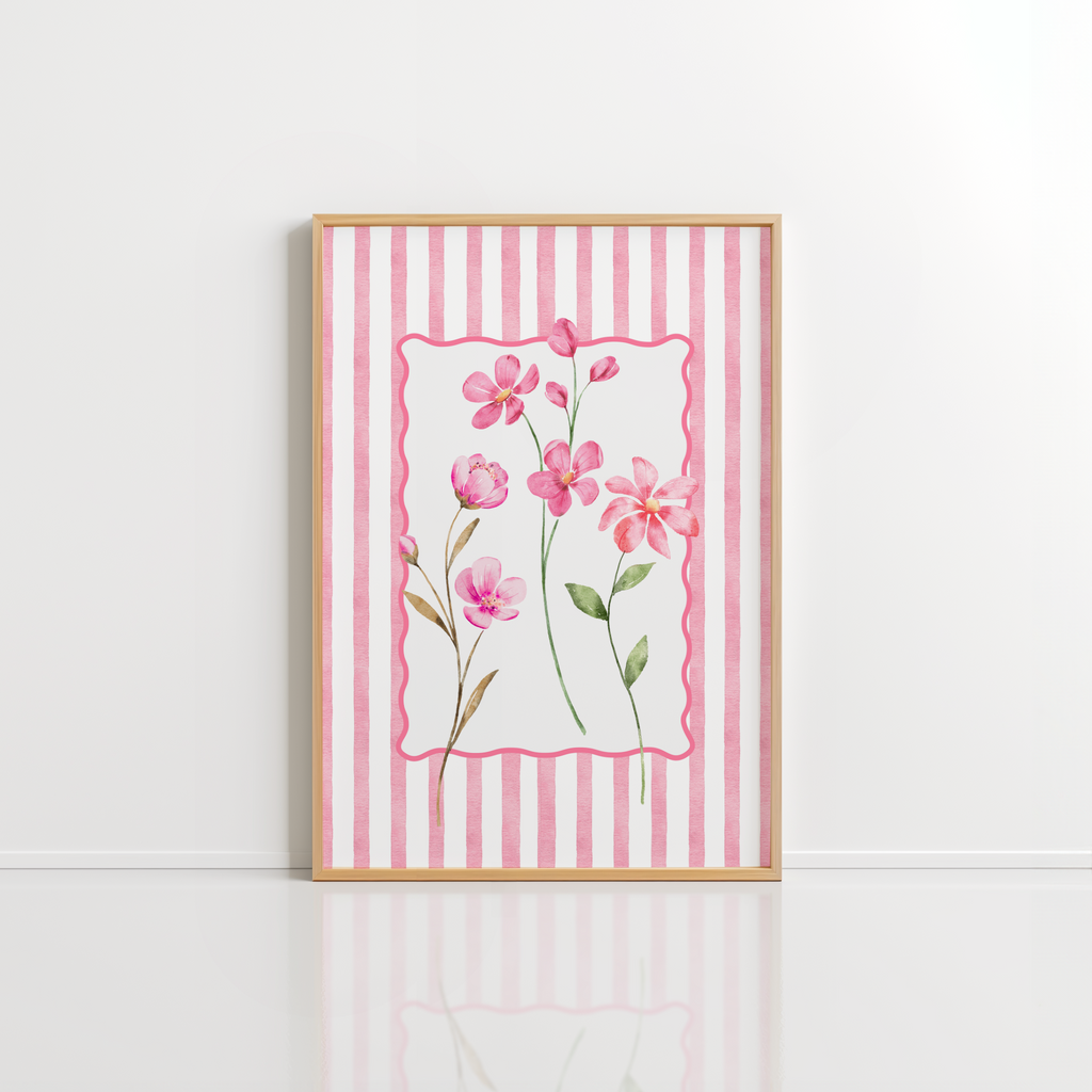 Pink Floral Wall Art – Girly Flower Print