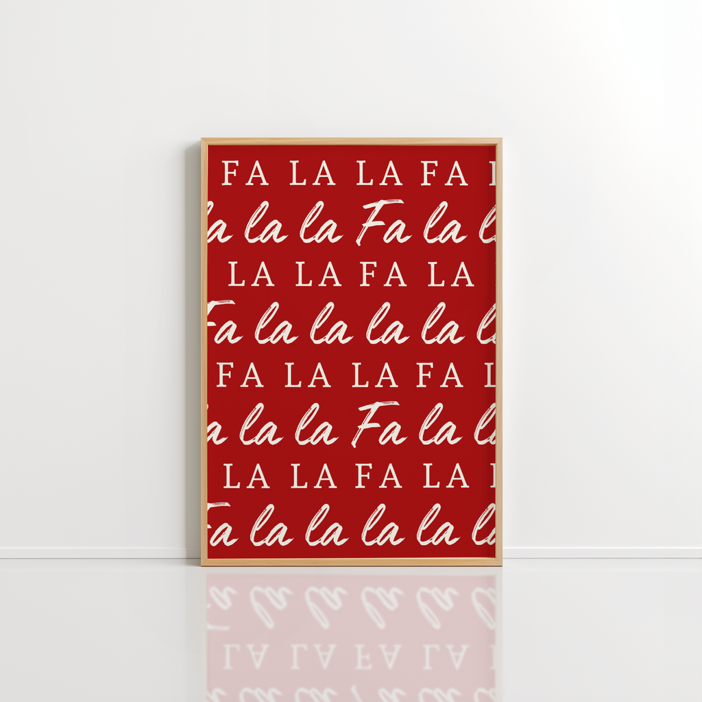 Fa La La Christmas Wall Art – Red Holiday Poster