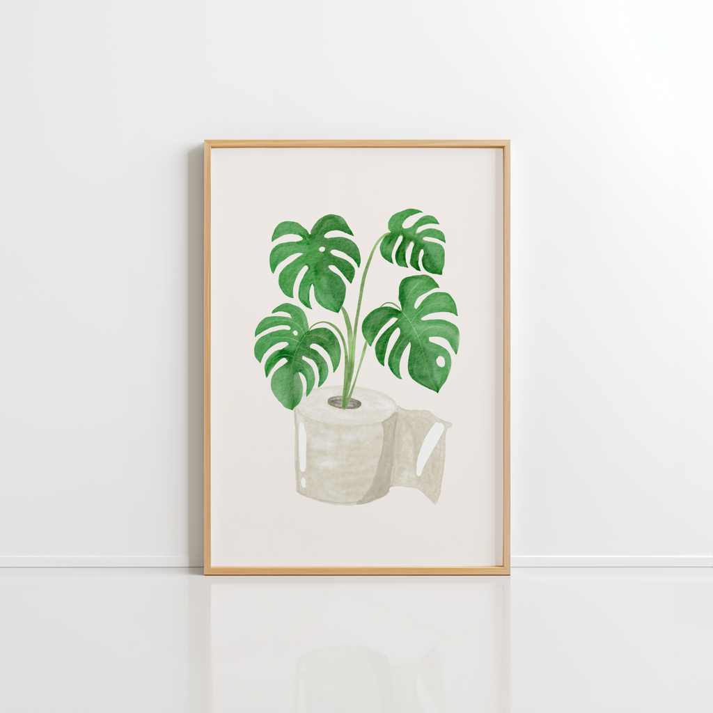 Boho Bathroom Wall Art – Monstera Plant Print