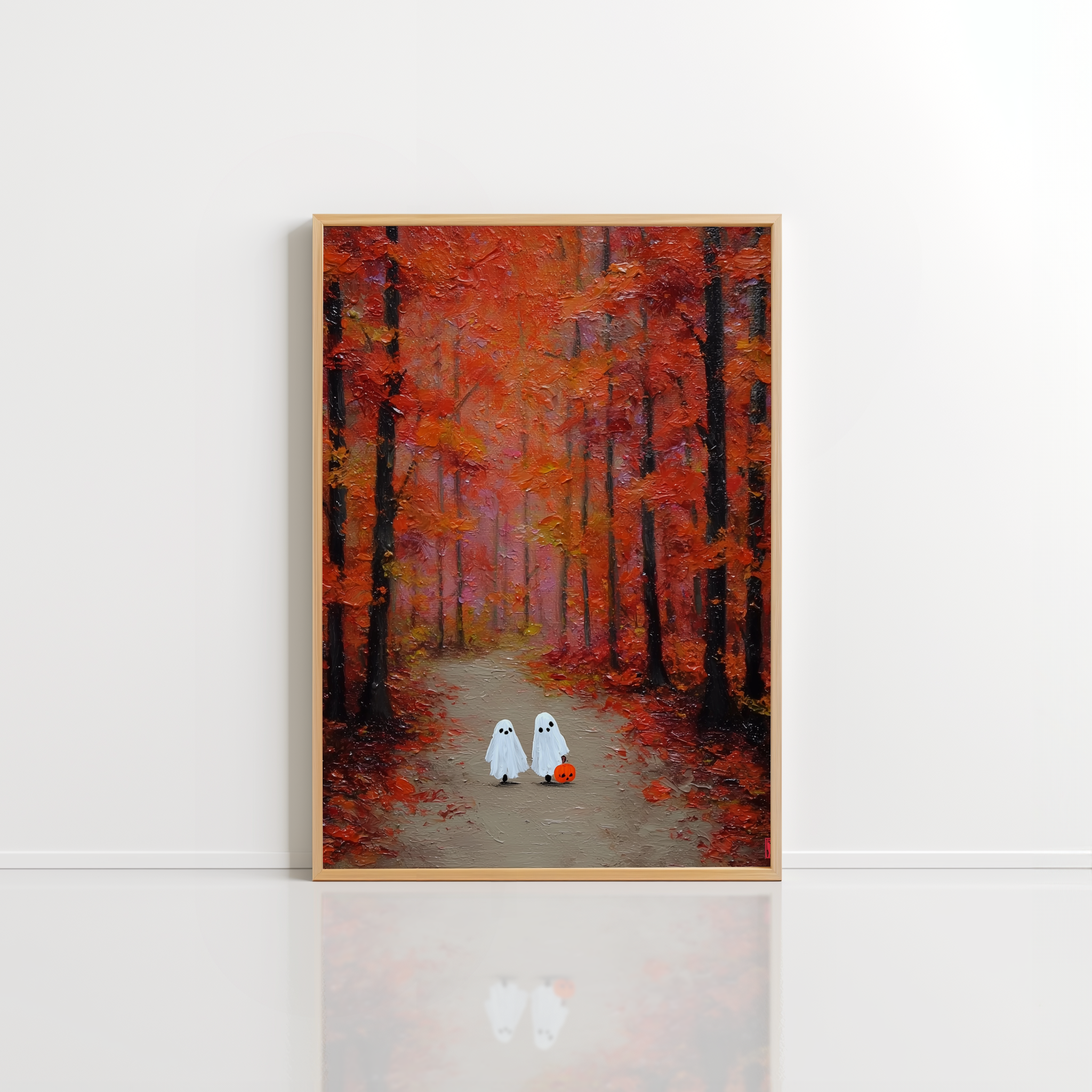 Two Little Ghosts Wall Art – Autumn Forest Print