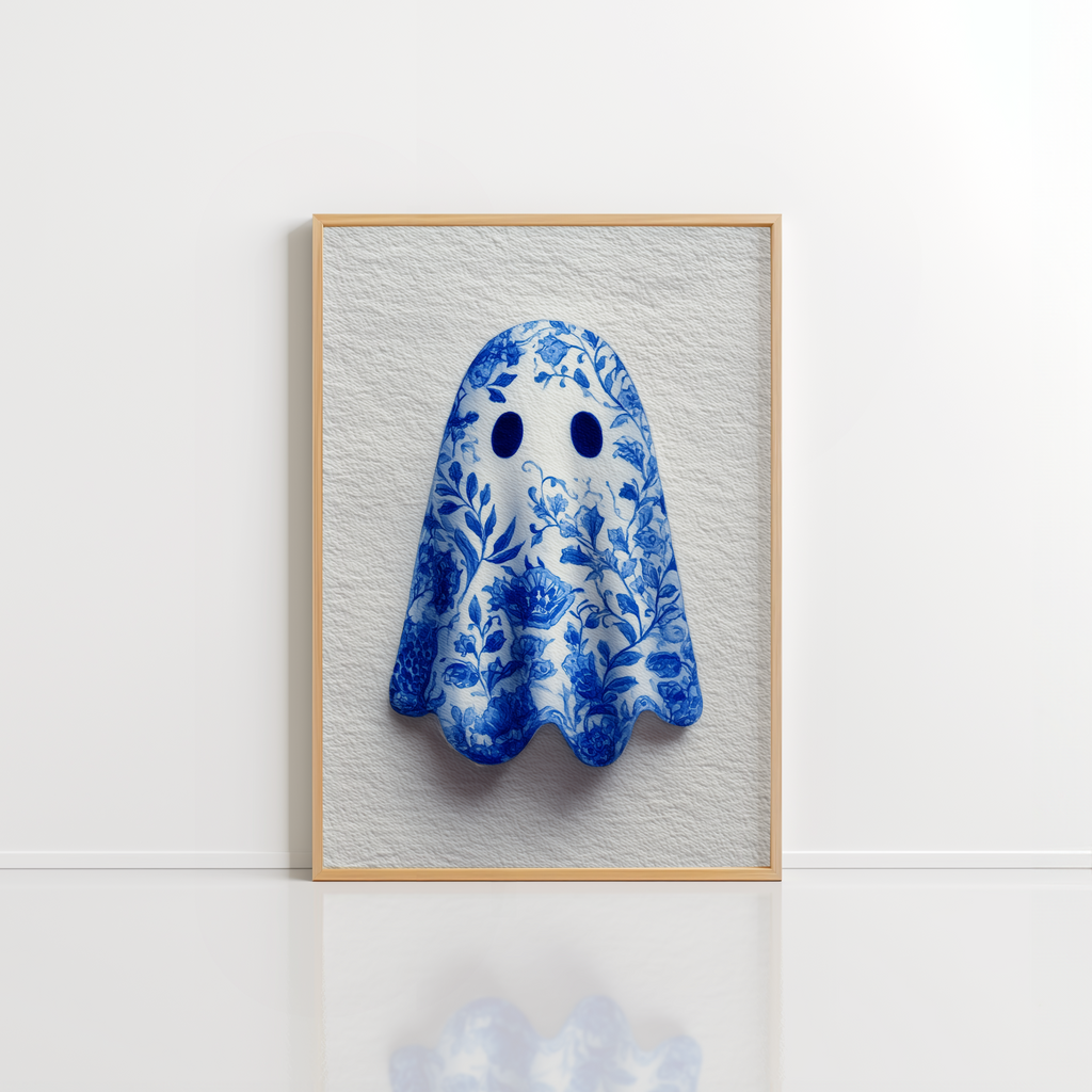 Blue Ghost Wall Art – Cute Halloween Printable