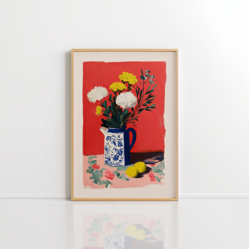 Red Floral Wall Art – Vase Flower Print