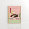 Retro Cocktail Record Player Wall Art – Martini Vinyl Print