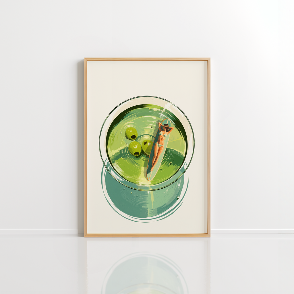 Martini Pool Wall Art – Retro Cocktail Print