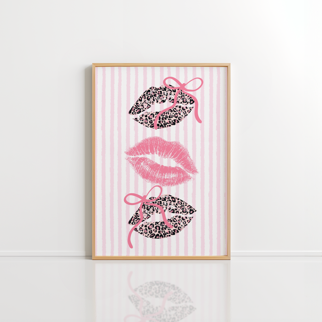 Pink Leopard Lips Wall Art – Coquette Print