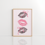 Pink Leopard Lips Wall Art – Coquette Print