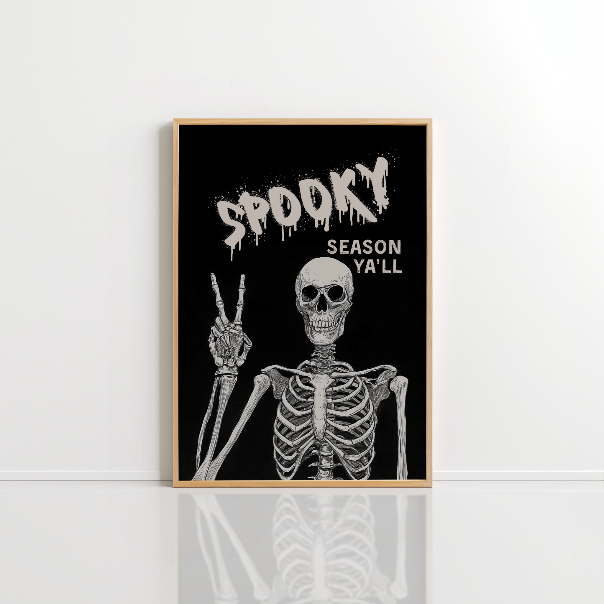 Spooky Season Wall Art – Skeleton Halloween Print