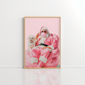 Trendy Pink Santa Wall Art – Funny Christmas Poster